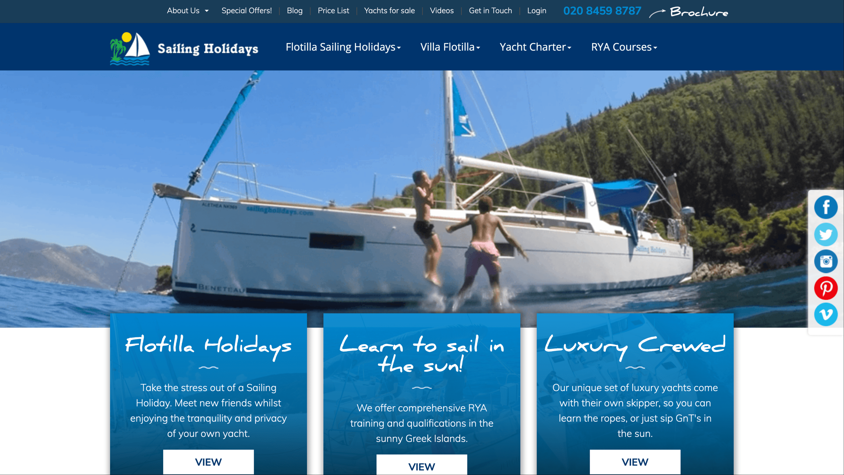 Sailing Holidays website Video